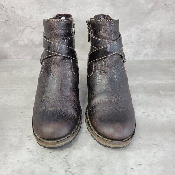 LL Bean Bootie Womens 6.5 Brown Double Buckle - Picture 2 of 13